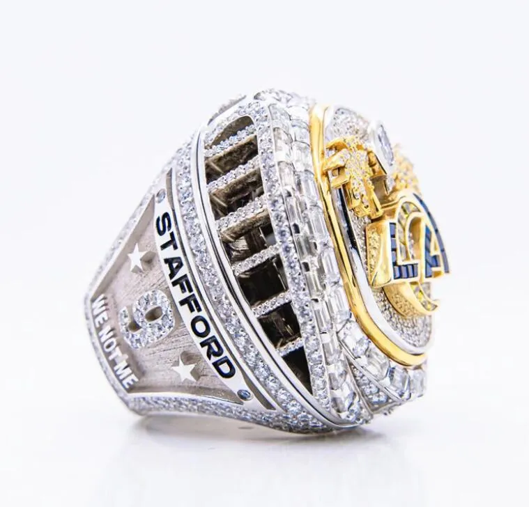 5 spelare 2021 2022 Super Bowl American Football Team Champions Championship Ring Stafford Kupp RAMSEY DONALD McVAY Fanpresent