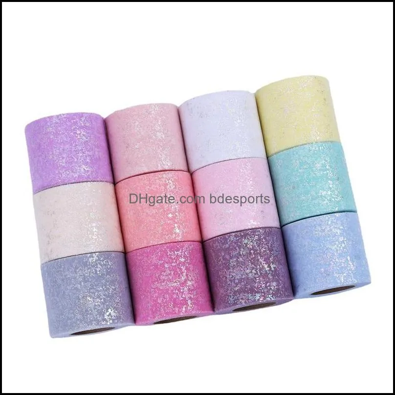 25Yard/roll 6cm/8cm Illusory Glitter Tulle Other Arts and Crafts Roll Sequin Crystal Organza Sheer Fabric DIY Craft Tutu Skirt Home Wedding Decor 20211227