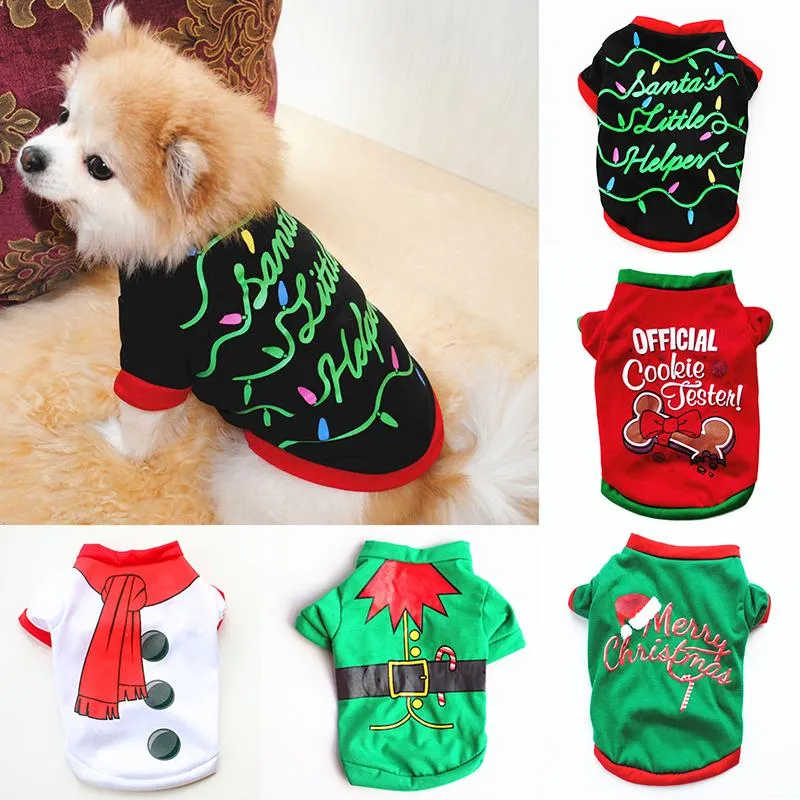 Vestuário para cães roupas de Natal Ano de animais de estimação Cão de cães para pequenas fantasias médias Chihuahua Camisa de animais de estimação Yorkshiredog
