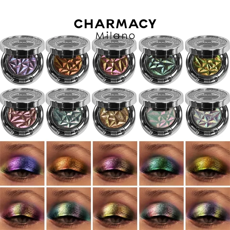 CHARMACY 10 Multichrome Single Oogschaduw Hoog Pigment Langdurig Duo Chrome Oogschaduw Glitter Gemakkelijk te dragen Oogmake-up 220525