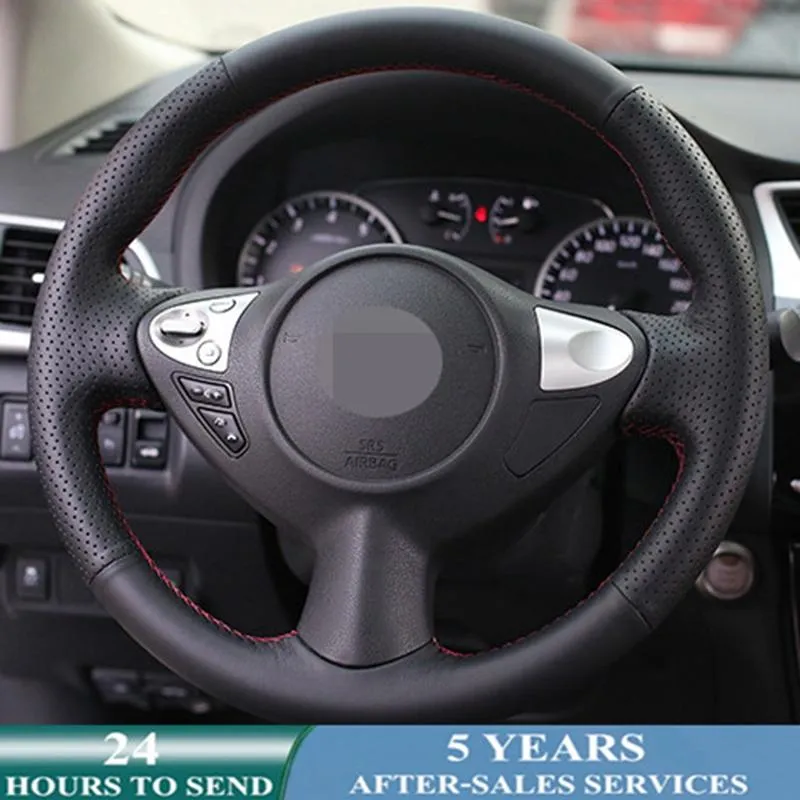 يغطي عجلة القيادة إكسسوارات جلدية تغطية السيارة لـ Juke Maxima Sentra SV 370Z 2008-2022 Infiniti FX FX35 FX37 FX50STEERING COVERSSTEERI