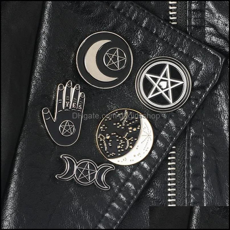 witch pins collection pentagram triple moon constellation wizard brooches witchy goth jewelry lapel pin for witches