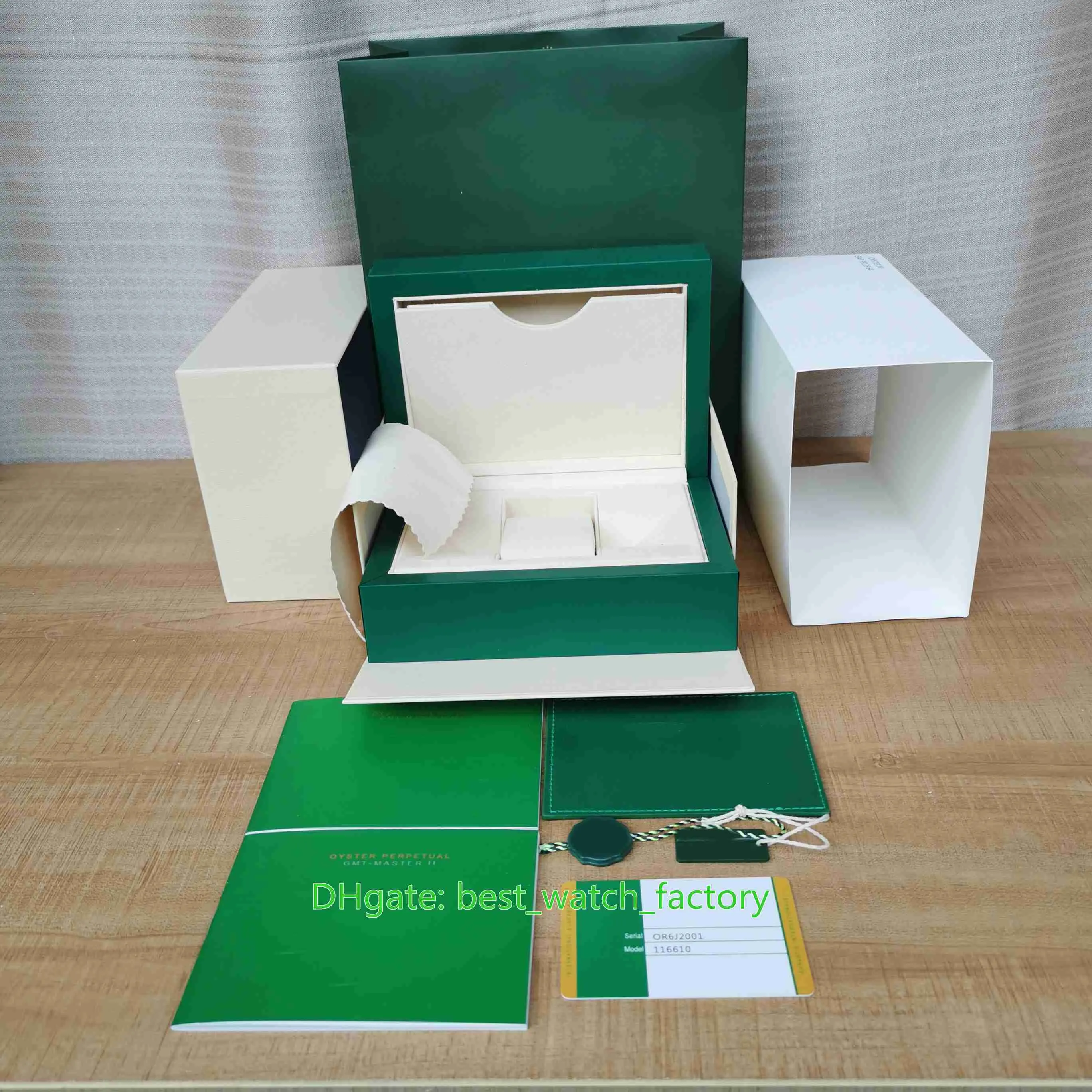 Hot Selling Topkwaliteit Groene Perpetual Horloges Dozen Hoogwaardige Horloge Originele Box Papers Kaart Papers Handtas 0.8kg voor 116500 126710 124300 Horloges