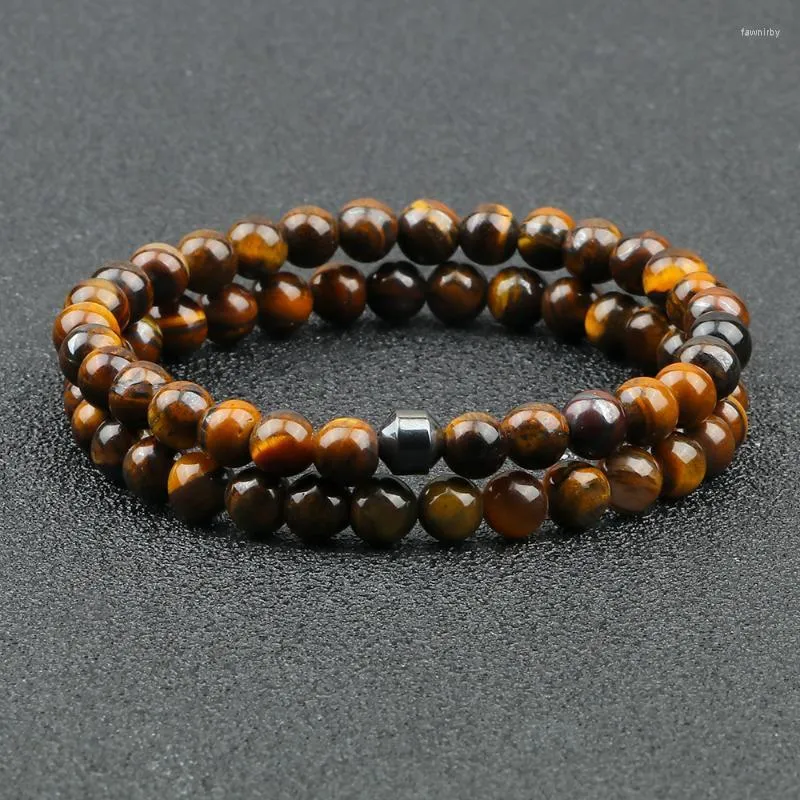 Beaded Strands 2Pcs Men Bracelets Natural Tiger Eye Matte Lava Malachite Stone Beads Bracelets&Bnagles For Women Friends Jewelry Fawn22