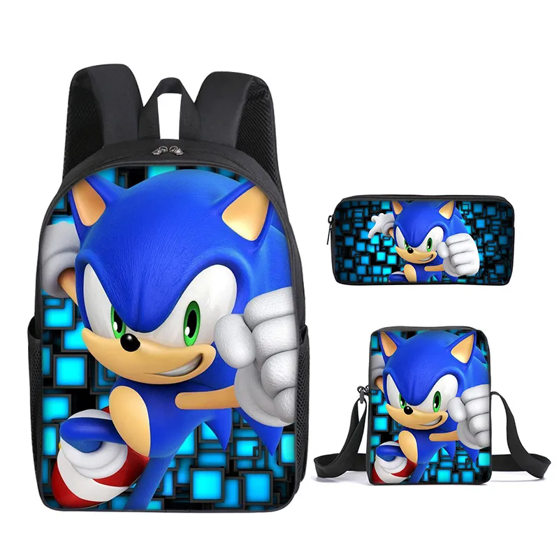 57 Pçs/set Super Sonic 3d Imprimir Mochila Escolar Mochila P