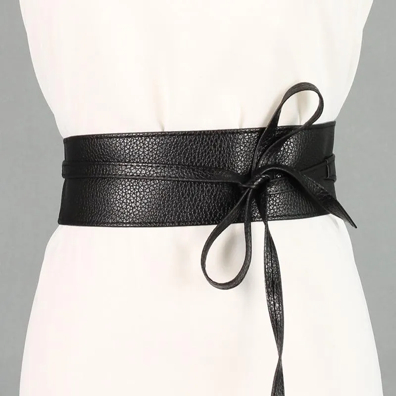 Belts Fashion Women Trendy Solid Belt Soft PU Leather Waistband Self Tie  Bow Wrap Around Waist Band Cinch Boho Obi From 28,58 €