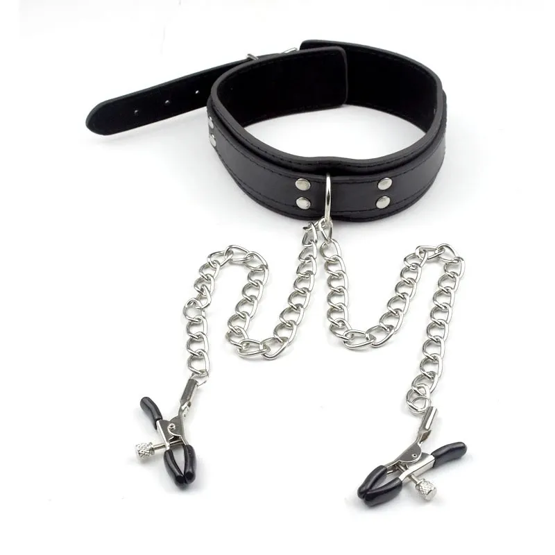 Fetish Tepelklemmen Ketting Borst Clip Vrouwelijke Bdsm Lederen Halsband Voor Vrouwen Erotische sexy Bondage Speelgoed Koppels Volwassen Spelletjes