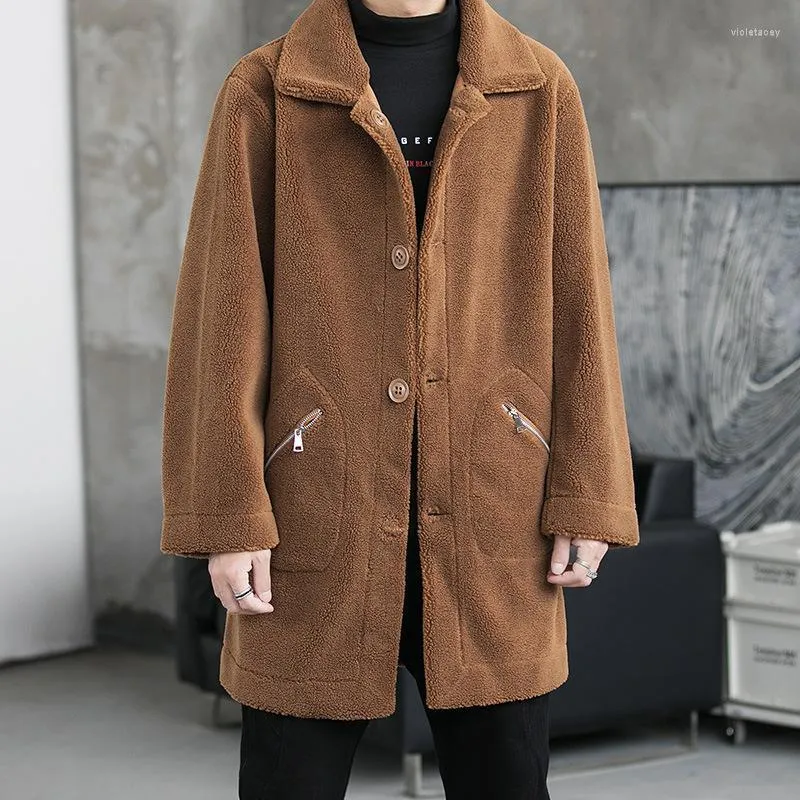 Lã masculina mistura de inverno de casaco de lã de dupla face do inverno colar de pele colarinho quente