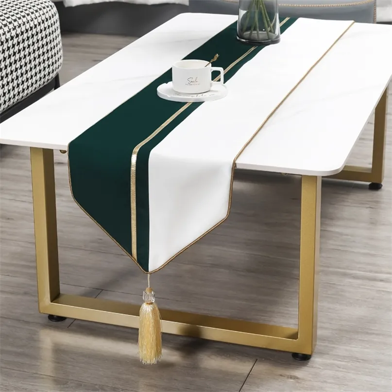 Modern Light Luxury Table Runner Lång remsa av högkvalitativ kaffedekoration Tygdammskydd för TV -skåp 32 210 cm 220615