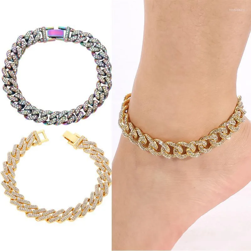 Anklets Hip Hop Miami Curb Braclet Jewelry 2022 Bijouterie Goth Cupan Rapper Rock Foot Ot Anklet Roya22