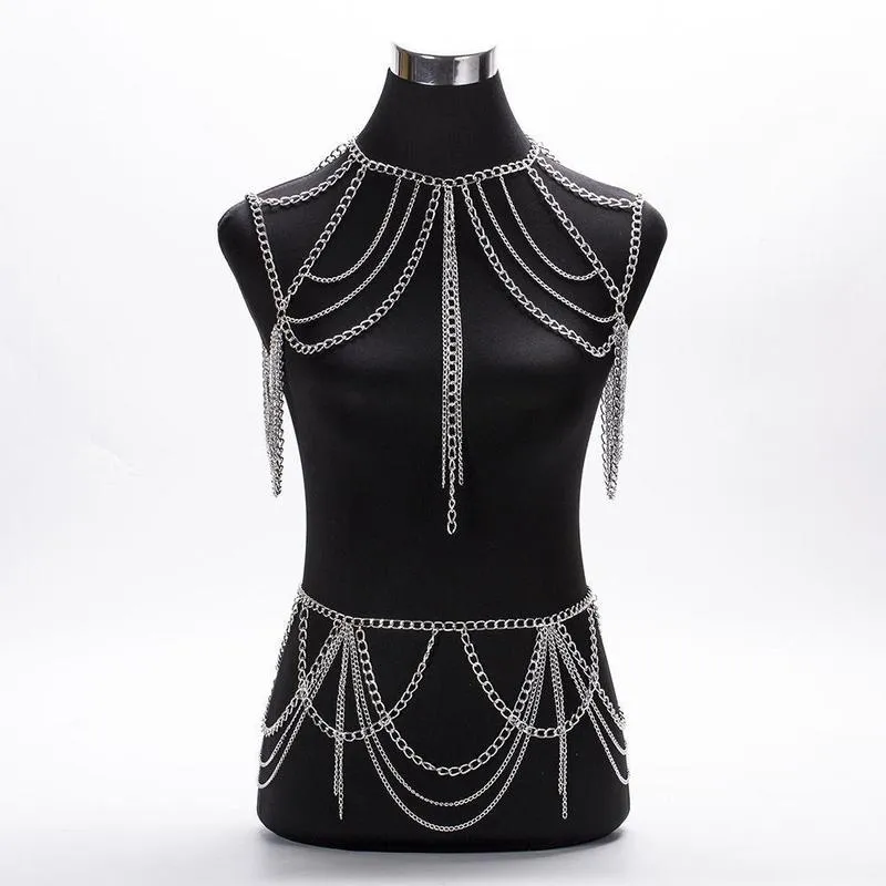 Multilayer Metal Scrap Yard Tassel Necklace Heavy Metal Multilayer Metal Scrap Yard Tassel Necklace Heavy Metal