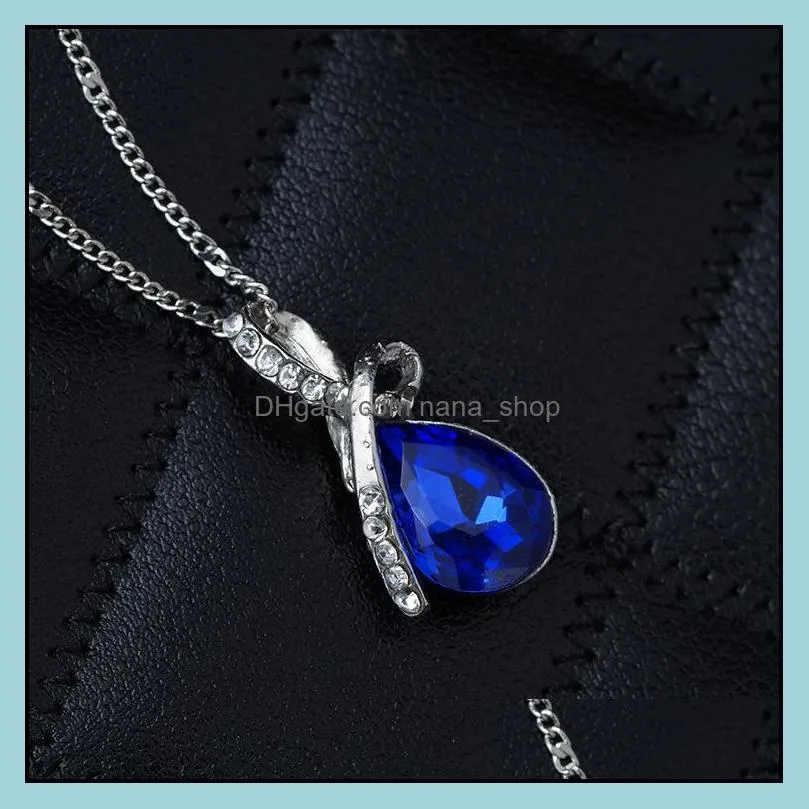 Luxury Austria Crystal Tears of Angels Necklaces Water drop shape Pendant Silver plated chains For women Fashion Jewelry Gift