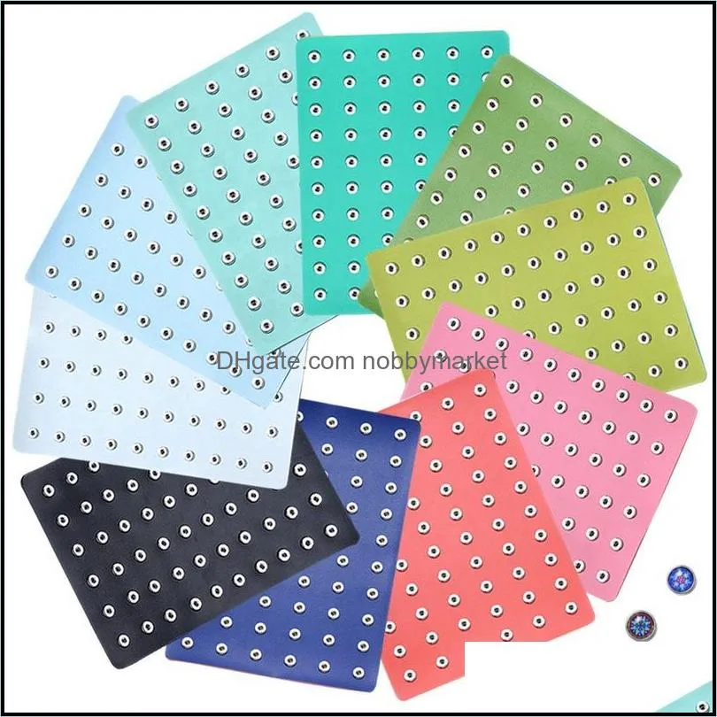 Pu Leather 18Mm 12Mm Display con bottone a pressione per 60Pcs Snaps Storage Gioielli Espositori morbidi Supporto Drop Delivery 2021 Altri imballaggi Ioveb