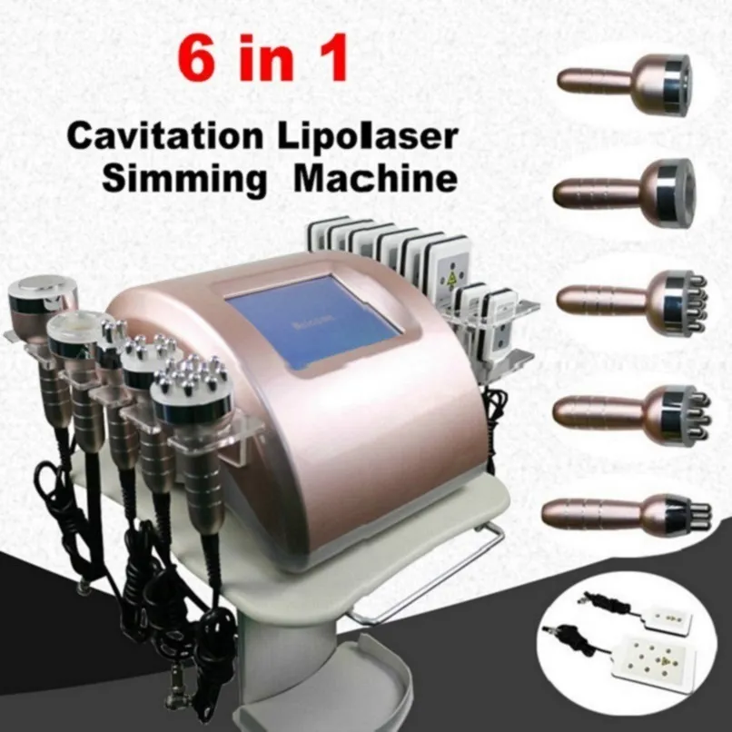 6 en 1 Cavitación ultrasónica Formación del cuerpo Máquina adelgazante Radiofrecuencia LIPO LIPO VACUUM VACUUM RF PISO PESO PESO