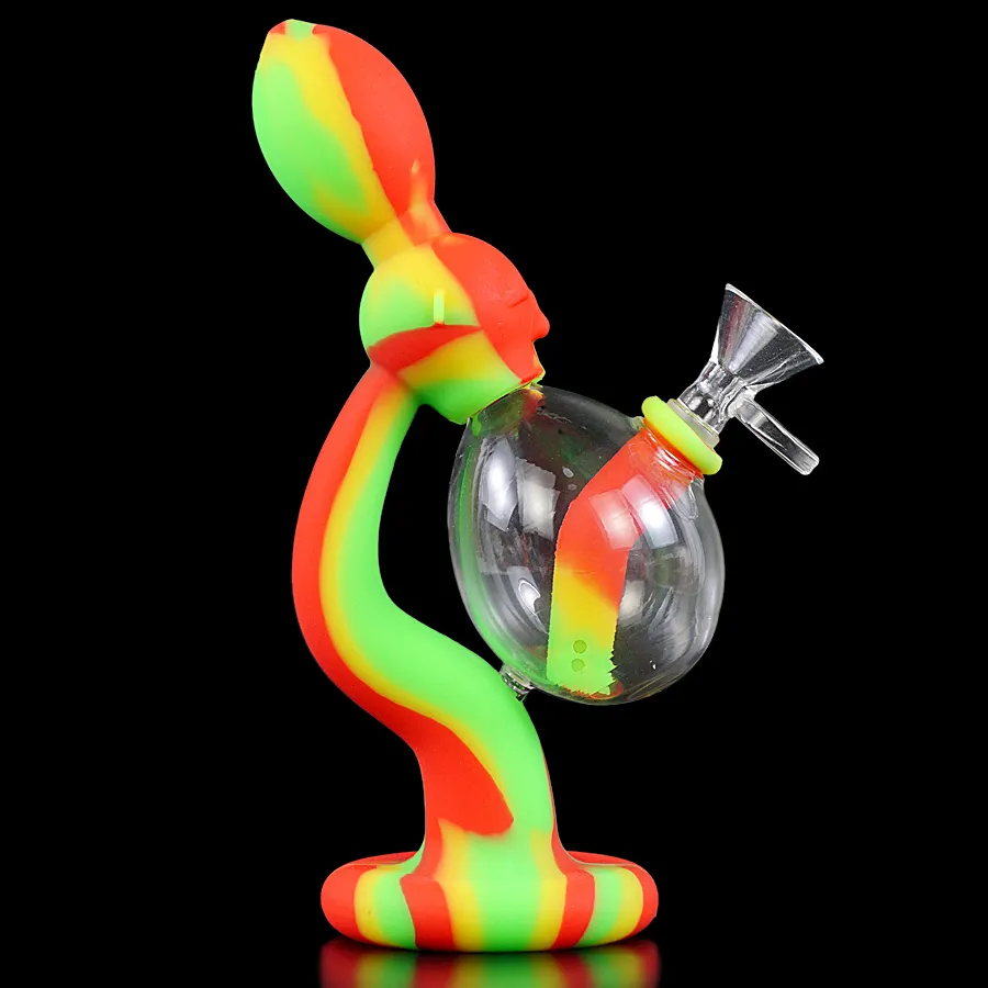 Silicone smoking hookah dab rigs water bong bubbler alien shape hookahs colorful