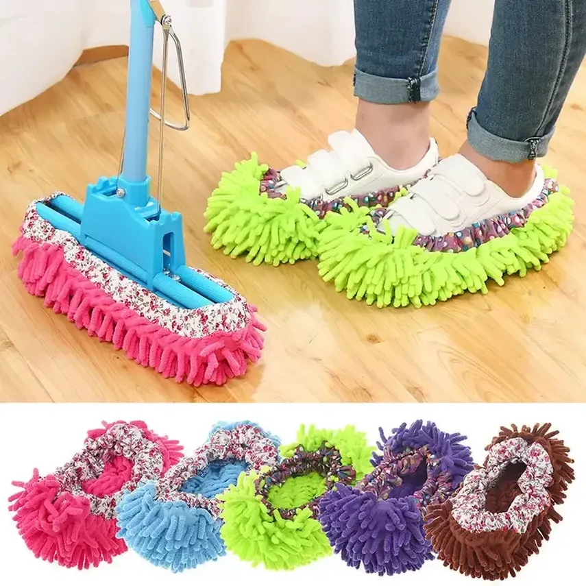 Multifunction Floor Dust Cleaning Mop Slippers Cloths Lazy Mopping Shoes Home Cleaning Micro Fiber Feet Shoe Covers Washable Reusable P0720