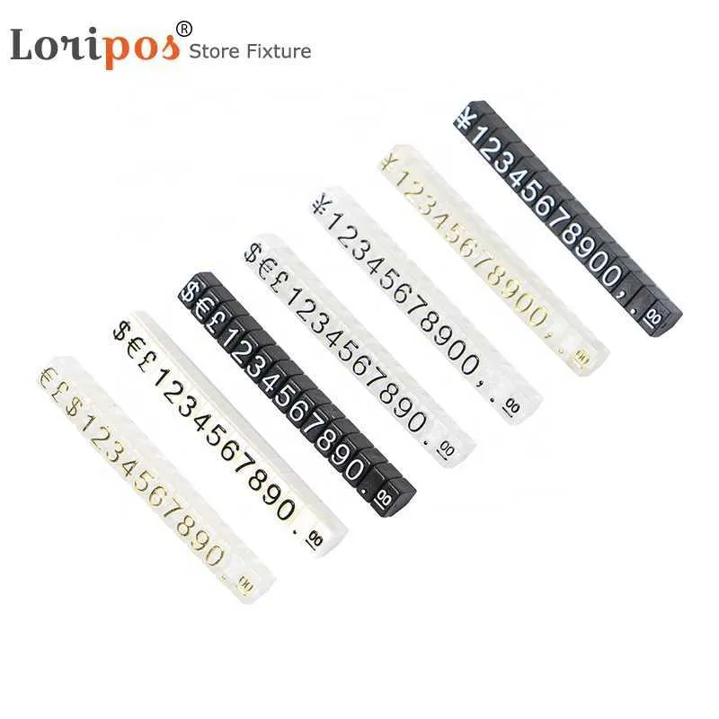 Yen Dollar GBP Euro Currency Price Strip Digital Plastic Jewelry Price Tags Display Numbers Pricing Cubes For Watch Jewelry Shop