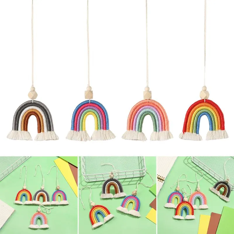 Decorazioni d'interni Weaving Rainbow Torychains Boho Bascinetto a mano Casino Auto Auto Decori per la casa Decoro