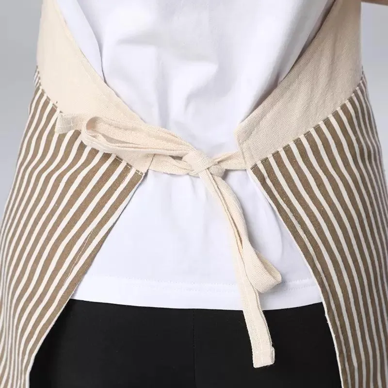 Striped Apron for Kitchen Adjustable Cotton Linen Aprons for Woman Chef Apron Baking Accessories Commercial Restaurant
