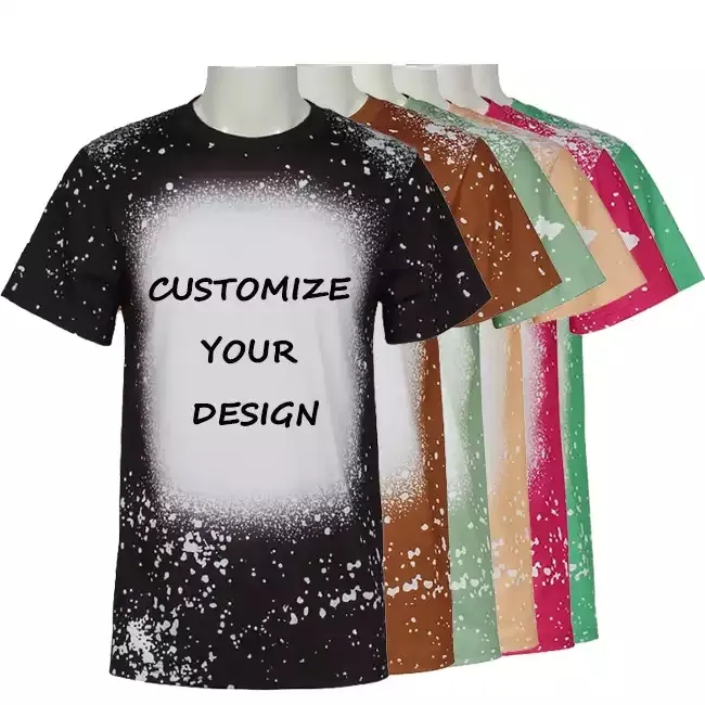 Festive Party Supplies Faux Bleached Shirt Unisex Printed Tees For Sublimation 823