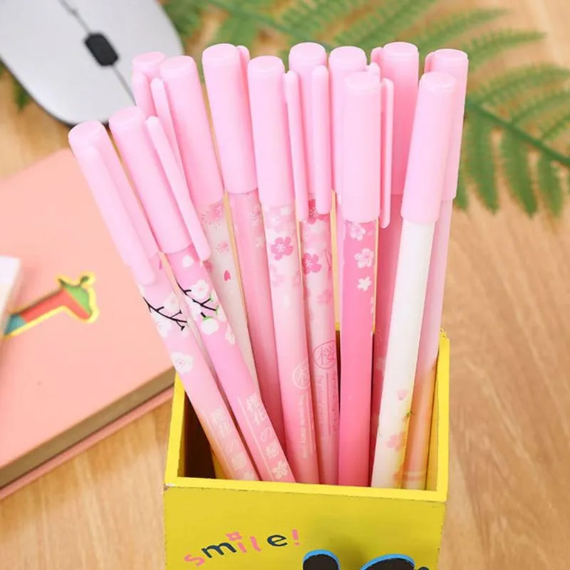 Penne gel Simple Office School Girl Penna di cancelleria rosa Fornitura stile carino