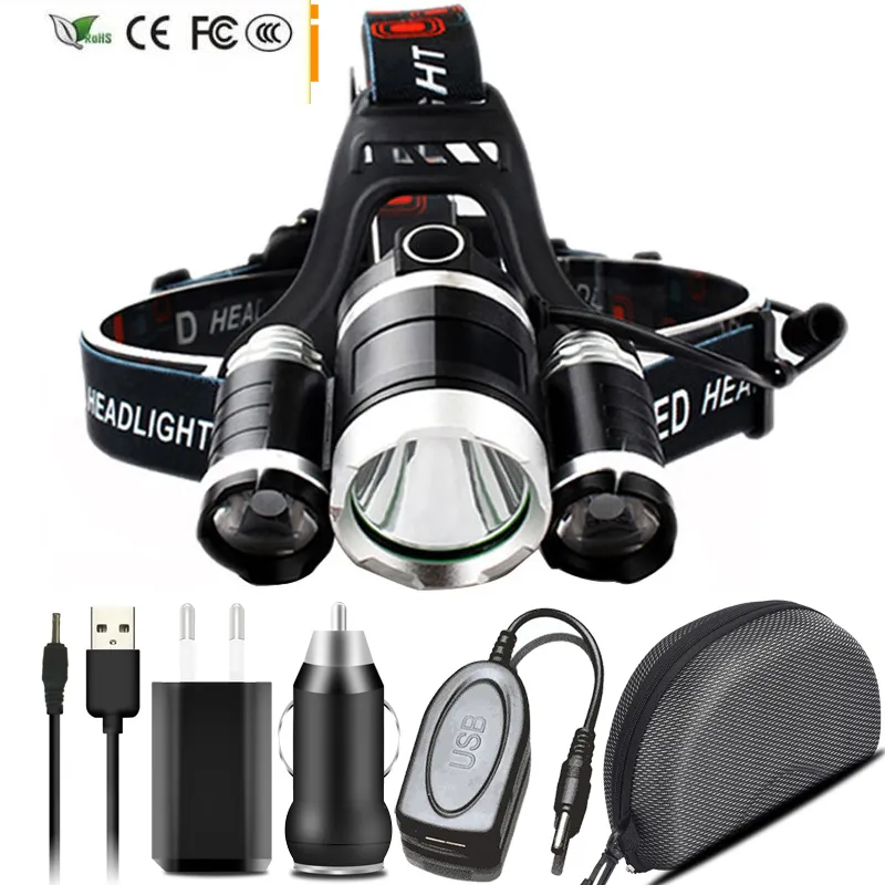 New Led Headlamp Ship from Russian Headlight Head Flashlight Torch Lamp XM-L T6 18650 Battery Power Bank for Camping Fishing Litwod