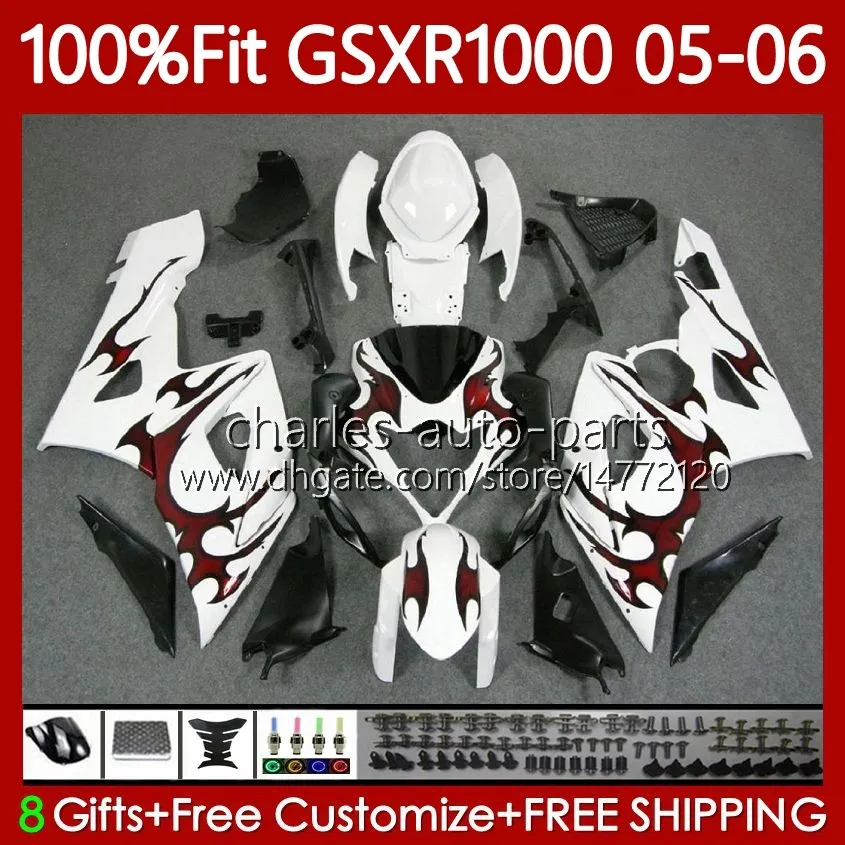 OEM Bodys Kit för SUZUKI GSX-R1000 GSXR 1000 CC K5 05-06 Bodywork 122No.17 1000cc GSXR-1000 GSXR1000 05 06 GSX R1000 2005 2006 Injektionsform Moto Fairing Red Black Blk