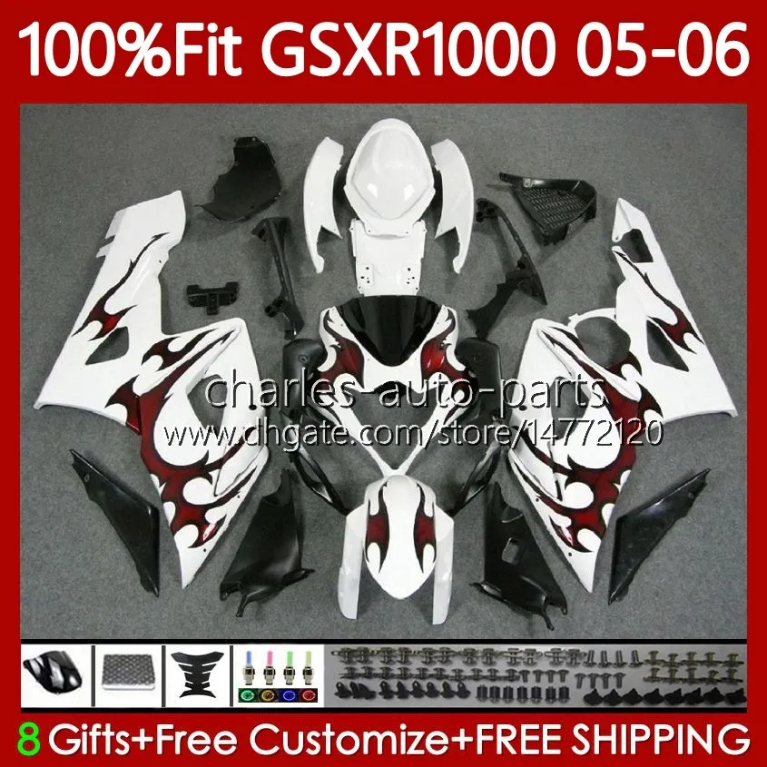 OEM Bodys Kit for Suzuki GSX-R1000 GSXR 1000 CC K5 05-06 هيكل السيارة 122NO.17 1000CC GSXR-1000 GSXR1000 05 06 GSX R1000 2005 2006 حقن العفن موتو هدية أحمر أسود