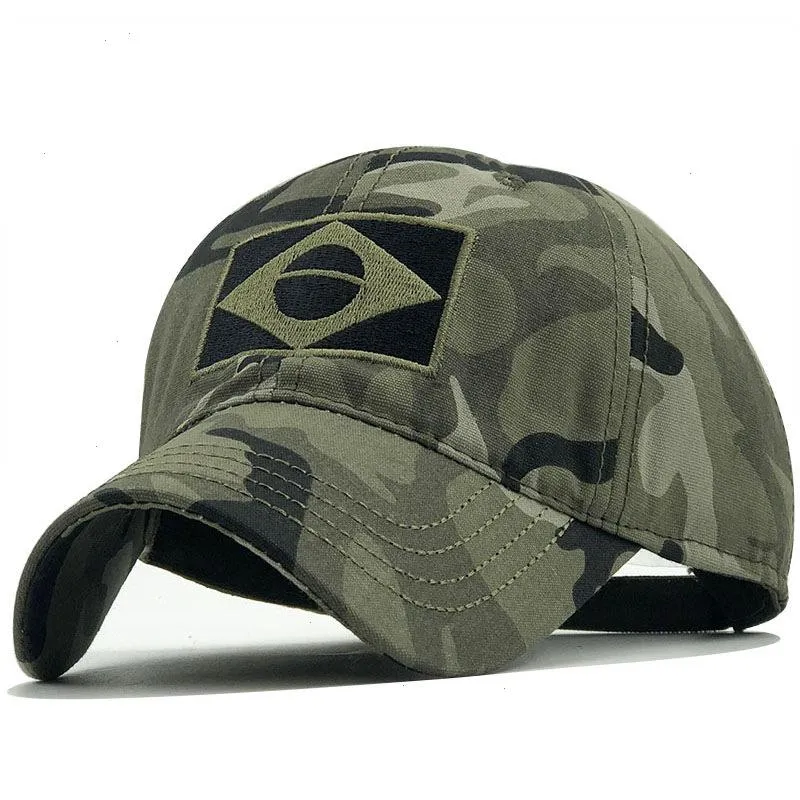 Army Camouflage Male Baseball Cap Men Embroidered Brazil Flag Sun Protection Snapback Outdoor Sports Tactical Dad Hat