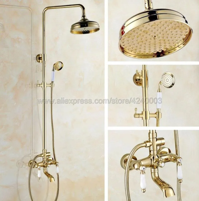 Bathrows Softs Sets Luxury Gold Color Color Brass Set Bathtub Faucets Mixer Tap Tap Taps KGF371Bathroom
