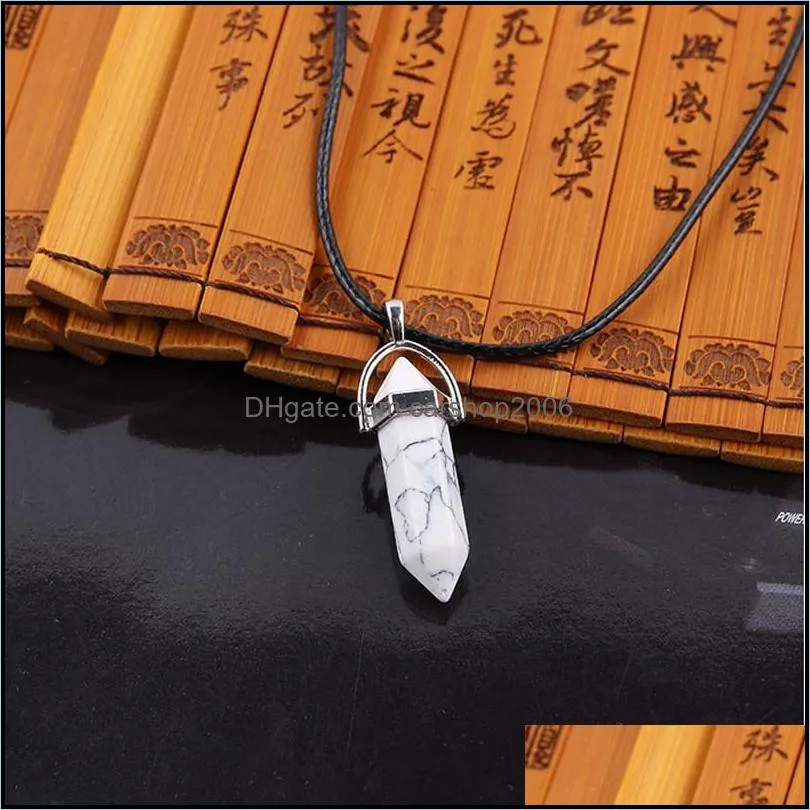 crystal necklace pendant hot sale hexagonal prism gemstone quartz point pendants necklaces for women fashion jewelry wholesale -