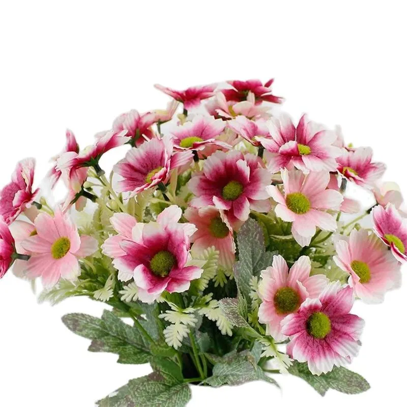 Une fausse fleur de chrysanthème fissuré (5 tiges/bouquet) 13" de longueur simulation marguerite de printemps pour mariage maison fleurs artificielles décoratives