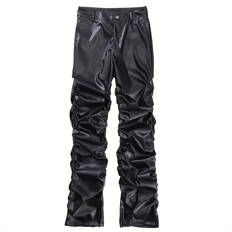 Черные мужские прямые повседневные брюки-карандаш из искусственной кожи High Street