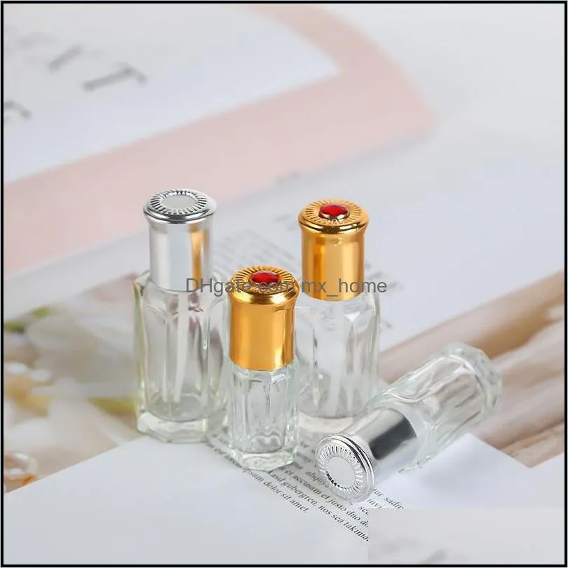 Glass essential oil perfume bottle glass octagonal roll on bottles 3ml 6ml 9ml 12ml travel size essential oil dispenser bottle