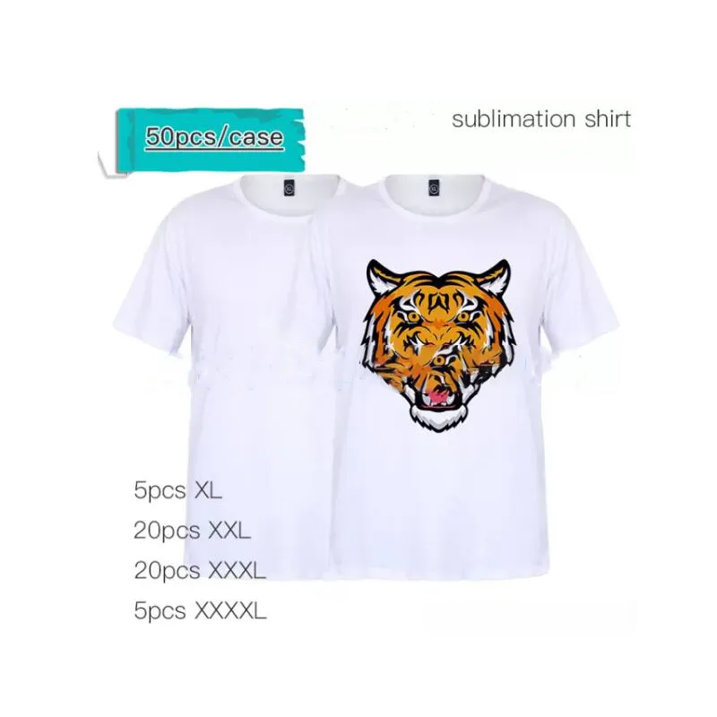 US Warehouse Sublimatie blanco T shirt Wit grijze polyester shirts Sublimatie T shirt met korte mouwen voor doe het zelf kleding met ronde hals