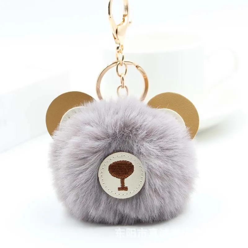 Bear Plush Pendant Lady`s Bag Ornament Imitation rabbit hair ball keychain pendant ladies luggage pendants artificial jewelry accessories 07