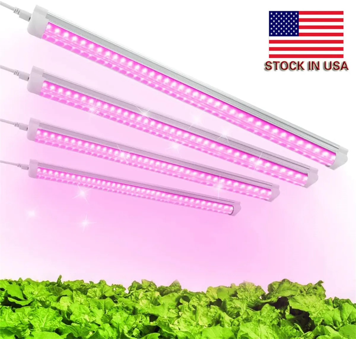 (Pacote de 4) Luzes de cultivo em compras espectro completo para LED de partida de semente 80w (20W x 4 440W equivalente) T8 2 pés de lâmpada de fixação integrada plug e lâmpadas de cultivo de reprodução