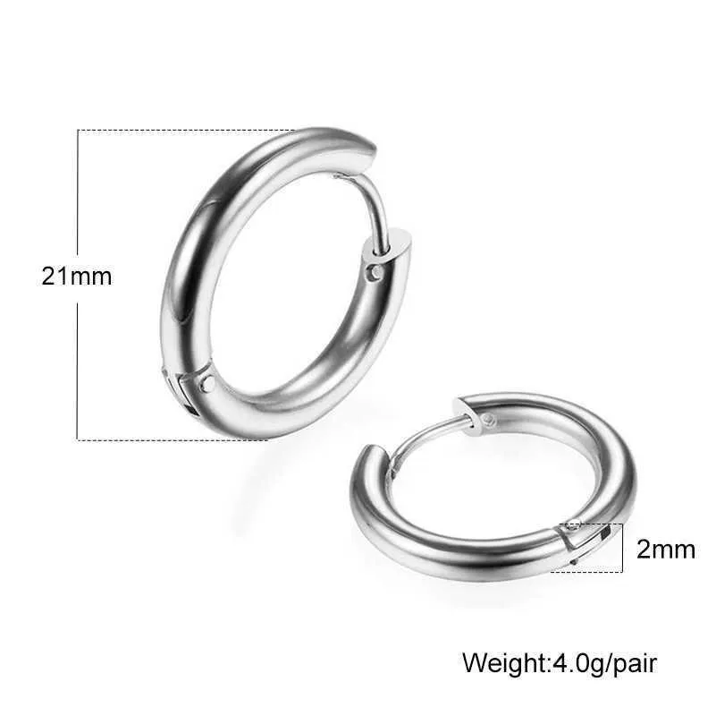 Trendy Simple Dign Hoop Huggie Stainls Steel Earrings