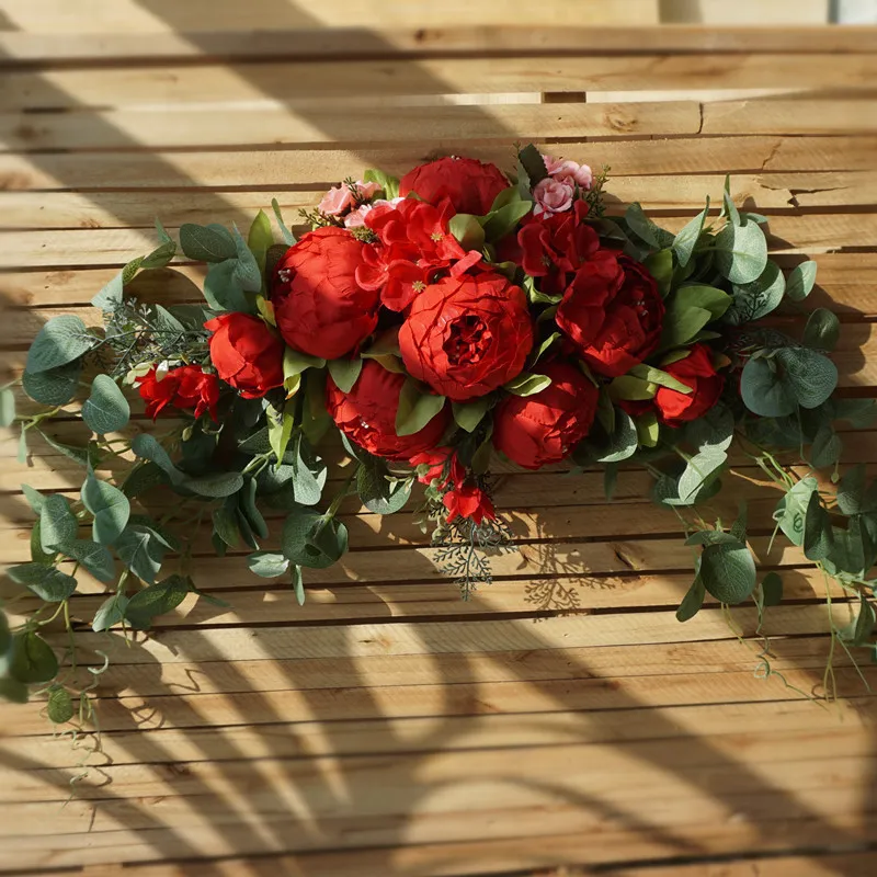 Yapay çelenk kapı eşiği çiçek diy düğün ev oturma odası parti kolye duvar dekor Noel çelenk hediye gül 201204