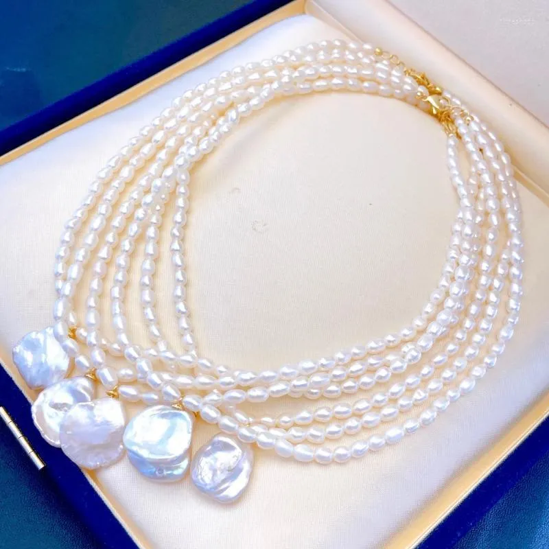 Naszyjniki wisiorek flora barokowa perła z naktem ryżowym prezent elegancki biżuteria dla kobiet