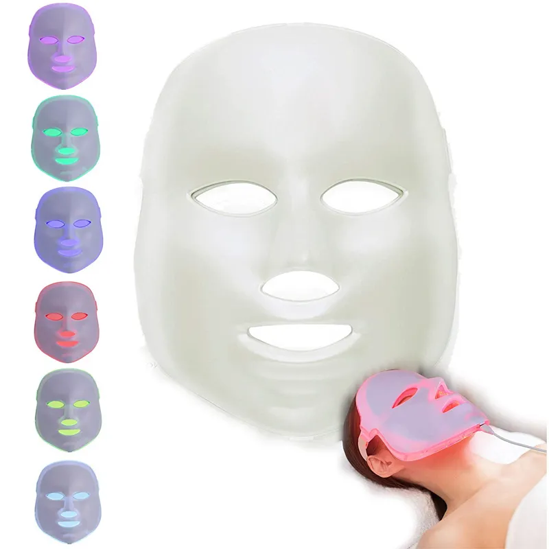 Pdt LED Photon Terapia della luce Scudo facciale Bellezza del viso Maschera per il viso Cura della pelle Silicone morbido Fotonterapia rossa Maschera per il trattamento del viso 3/7 colori