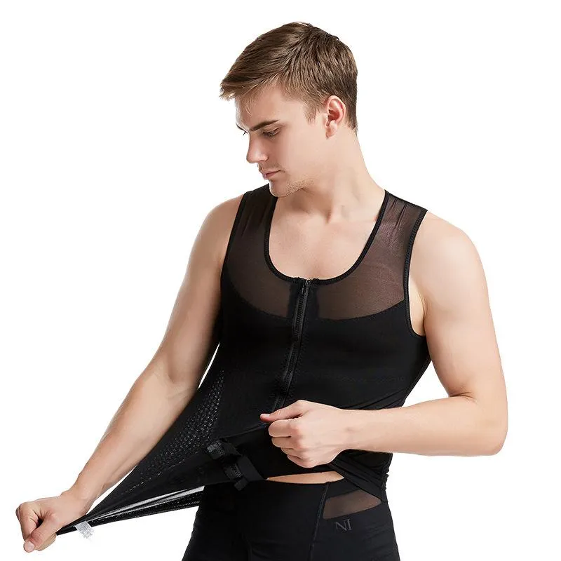 Herrkroppsskalar män bantar skjortor shaper gynecomastia compression mage kontroll formen midja tränare bröst byrå slim väst manlig korsett