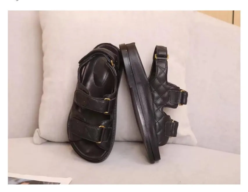 2022 luxury sandals women slipper men slides leather sandal womens Hook Loop casual shoes 35-42 with box and dust bag