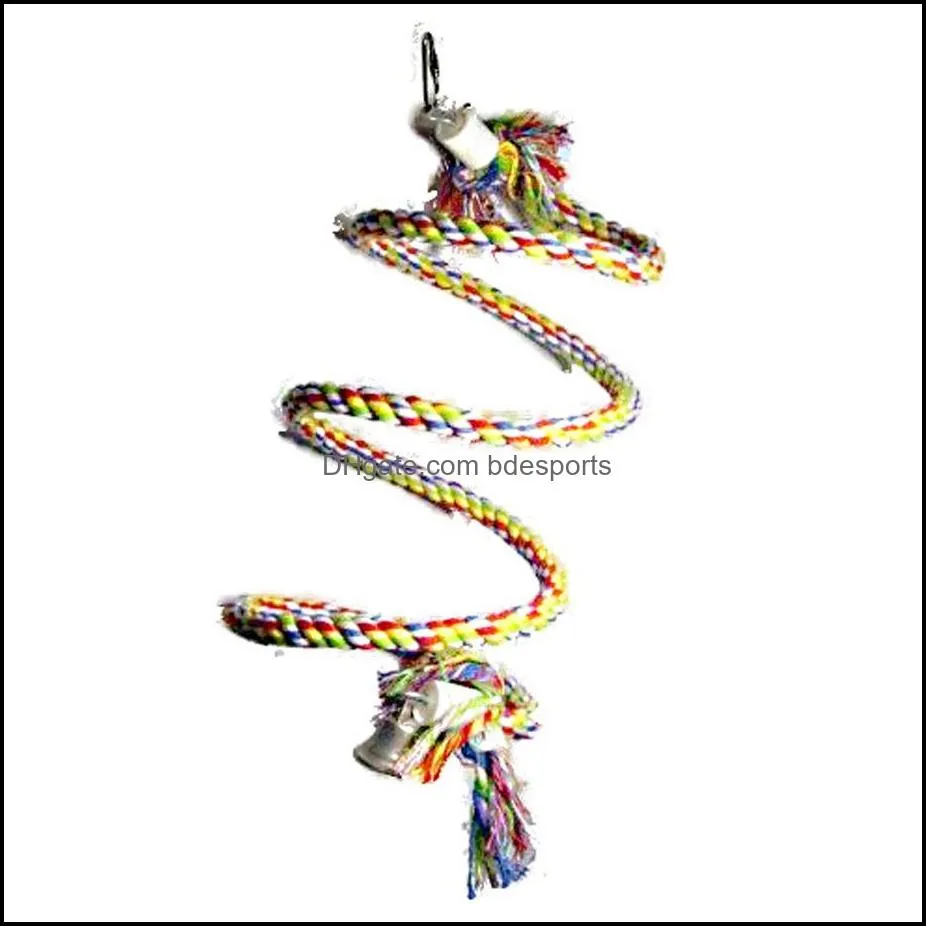 ROPE COIL PERCH SWING WITH BELL -Squirrel Parrot Toys &Parts for medium and larg bird toys 054 Free Shipping