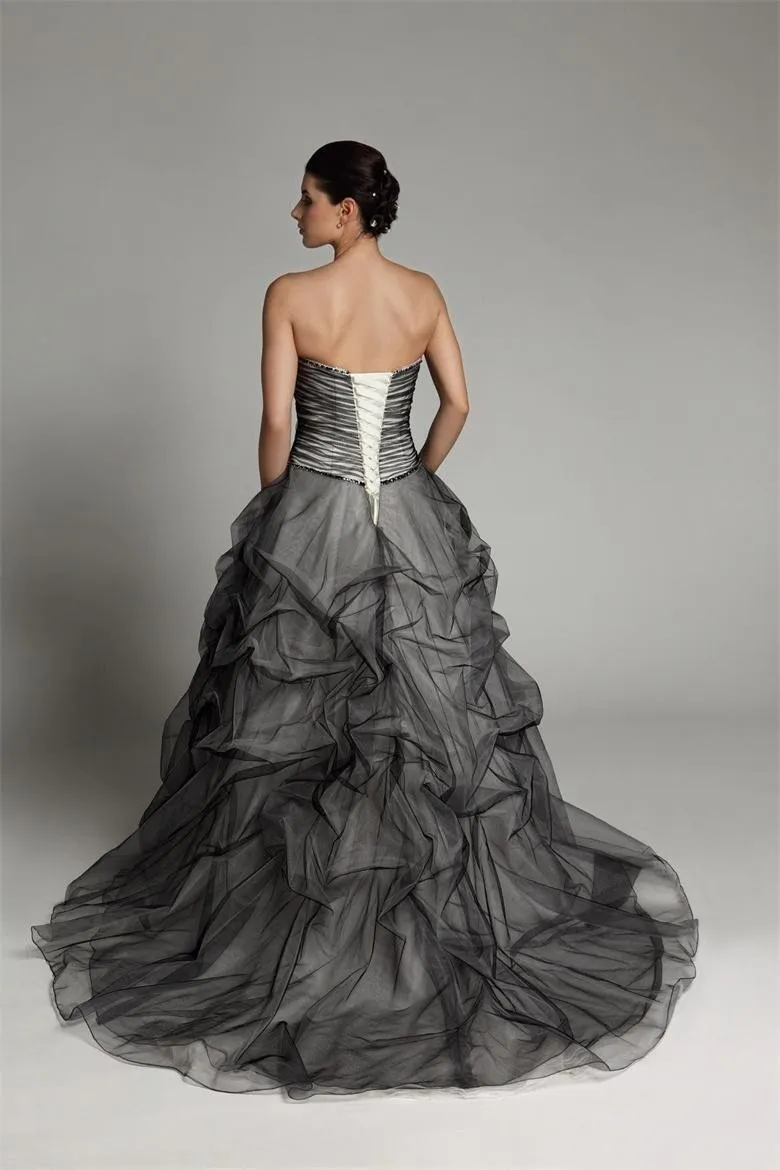 Long Gothic Black And White Wedding Dresses Strapless... From Alegant_lady,  $175.88 | DHgate.Com
