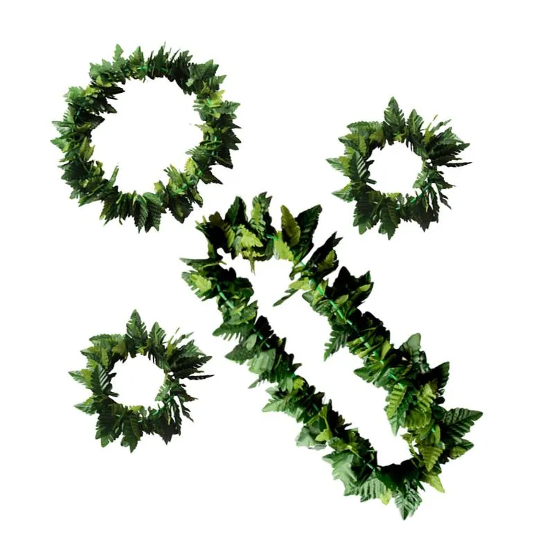 Fiori decorativi ghirlande 4pcs in 1 set di ghirlanda hawaiane foglie artificiali copricapo di ghirlanda per la festa tropicale