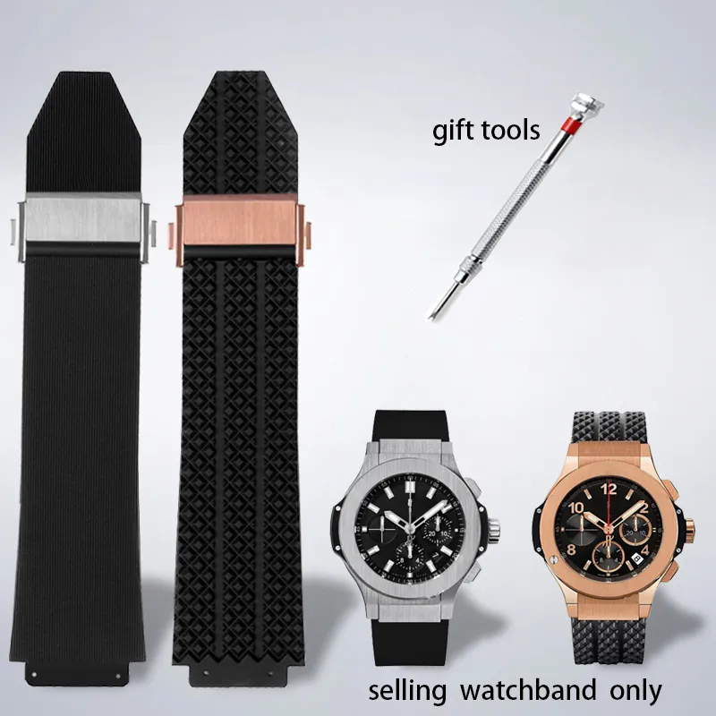 Pasek do zegarków dla HUBLOT BIG BANG silikonowy 25x19mm wodoodporny męski pasek do zegarka łańcuch akcesoria do zegarków gumowa bransoletka opaska 220620