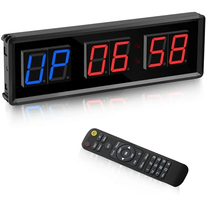 Gym Timerled intervalltimer Digital Countdown Wall Fitness Timer1.5inch -siffror Downup Clock Stoppur för hem 220618