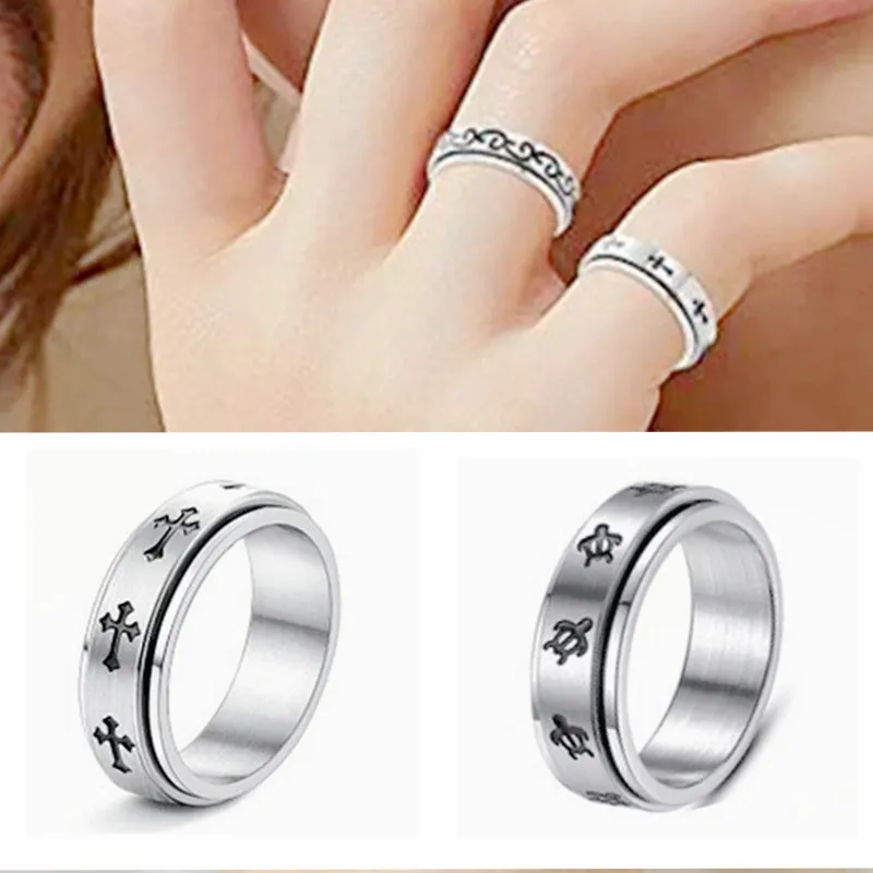 Fidget Rings for Anxiety Stainless Steel Spinner Ring Anti Anxiety Spinning Cool Stress Relieving Women Men