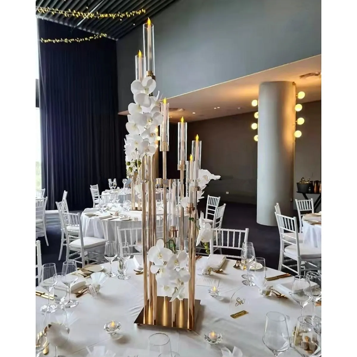 decorazione centrotavola centrotavola candelabri matrimonio alto oro metallo antico arredamento per eventi vaso floreale stand imake0041